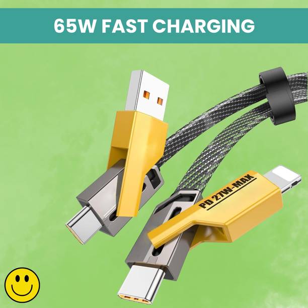 SACRO 4-in-1 Cable 1 m 4 IN 1 Braided Multi Functional Fast Charging Cable with Fast Data TransferW83