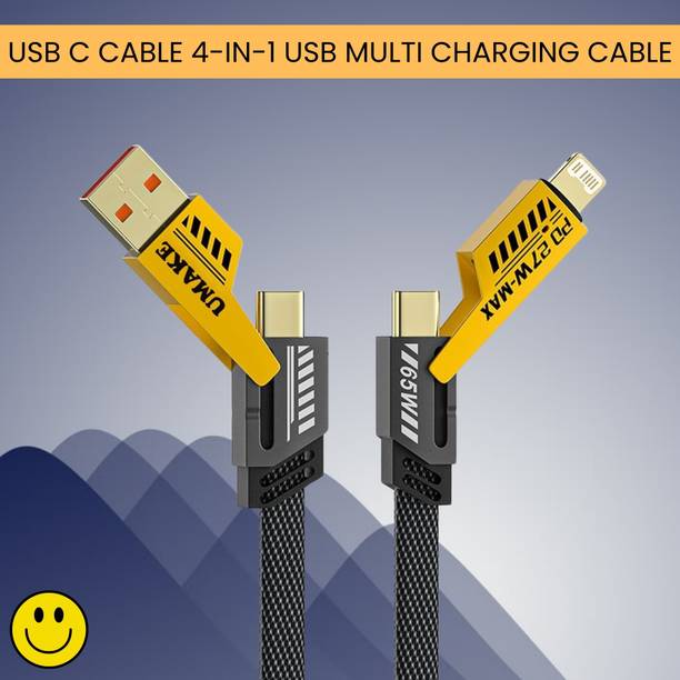 SACRO 4-in-1 Cable 1 m 4 IN 1 Braided Multi Functional Fast Charging Cable with Fast Data TransferQ82