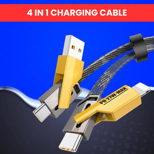 SACRO 4-in-1 Cable 1 m 4-in-1 Multi-Port Fast Charging, Data Sync Cable for Lightning, Type-C, USBT183