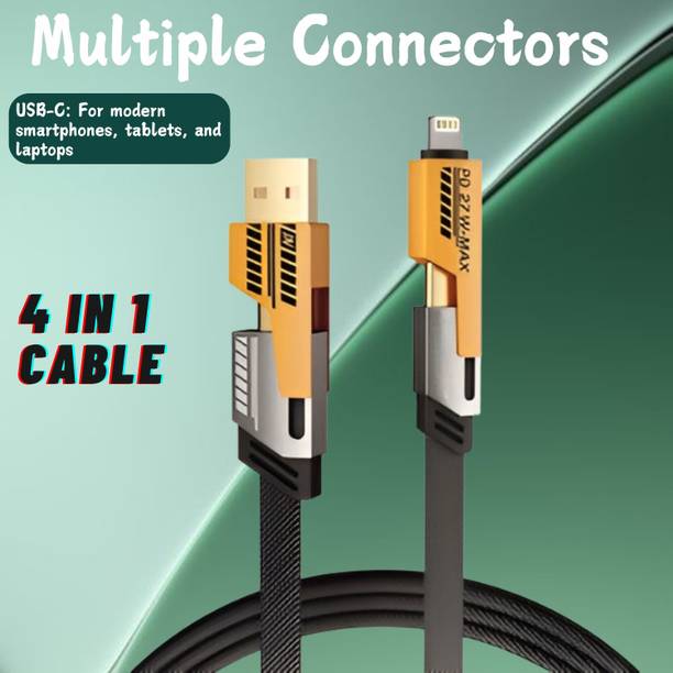 SACRO 4-in-1 Cable 1 m 4 in 1 Metal Braided Cable For Lightning To Type C Type C To C For All PhoneS350