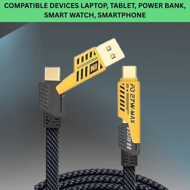 SACRO 4-in-1 Cable 1 m 4-in-1 Multi-Port Fast Charging, Data Sync Cable for Lightning, Type-C, USBY66