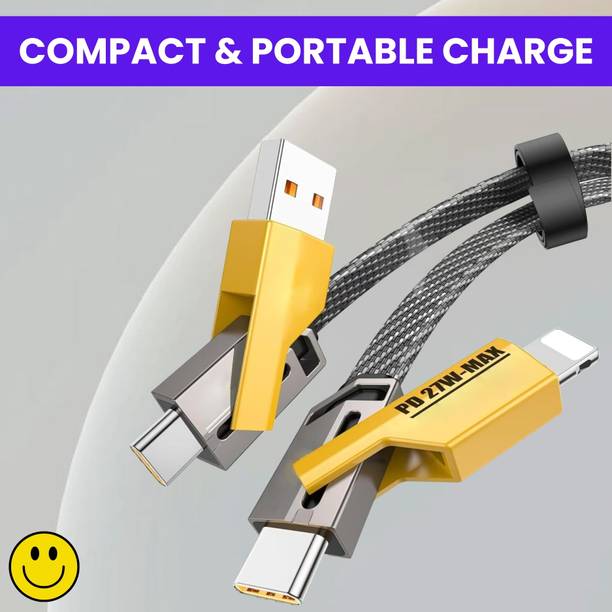 SACRO 4-in-1 Cable 1 m 4 IN 1 Braided Multi Functional Fast Charging Cable with Fast Data TransferW65