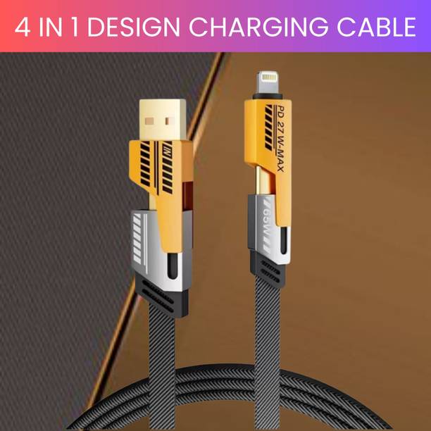 SACRO 4-in-1 Cable 1 m 4-in-1 Multi-Port Fast Charging, Data Sync Cable for Lightning, Type-C, USBT251