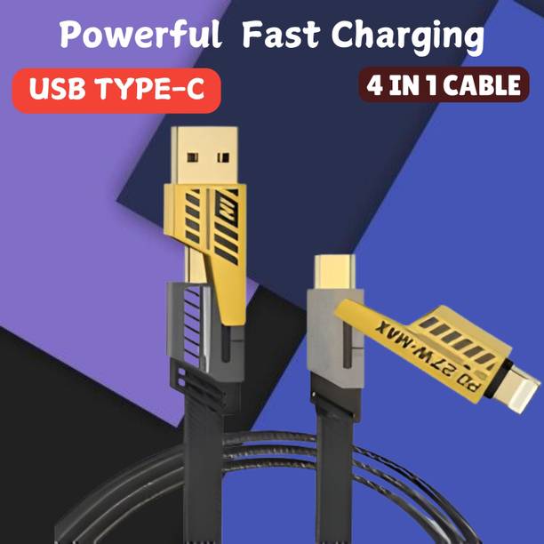 SACRO 4-in-1 Cable 1 m 4 in 1 Metal Braided Cable For Lightning To Type C Type C To C For All PhoneA493