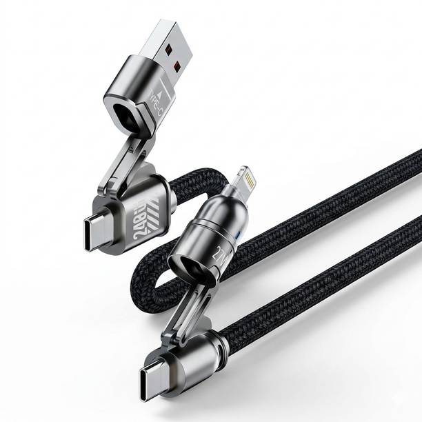 MAK 4-in-1 Cable 10 A 1.5 m Nylon braided 240W Multi Fast Charging Cable 4-in-1, PD 3.1 USB-A/C to Type C & Lightning Braided Power Cord for iPad, Tablet, and Smartphones