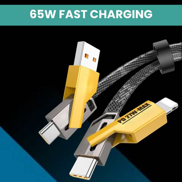 SACRO 4-in-1 Cable 1 m 4-in-1 Multi-Port Fast Charging, Data Sync Cable for Lightning, Type-C, USBT105