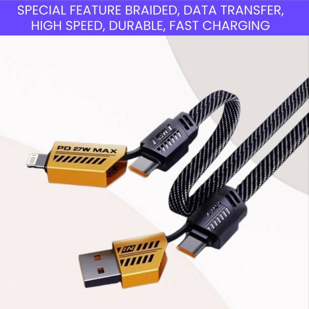 SACRO 4-in-1 Cable 1 m 4-in-1 Multi-Port Fast Charging, Data Sync Cable for Lightning, Type-C, USBY124