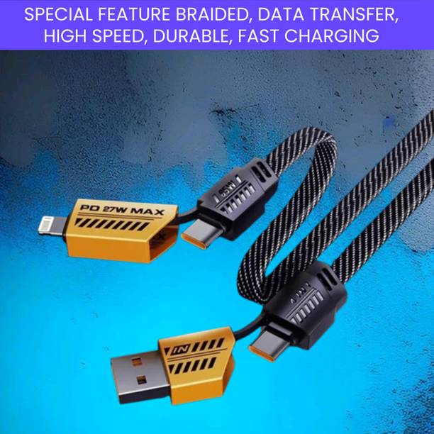 SACRO 4-in-1 Cable 1 m 4-in-1 Multi-Port Fast Charging, Data Sync Cable for Lightning, Type-C, USBT151