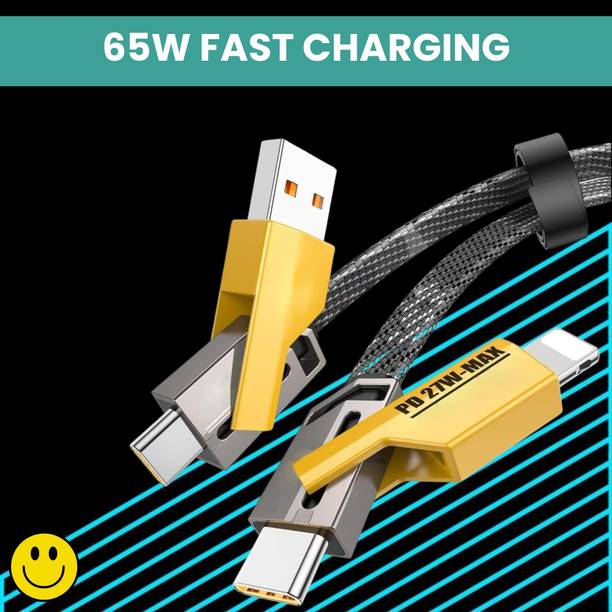 SACRO 4-in-1 Cable 1 m 4 IN 1 Braided Multi Functional Fast Charging Cable with Fast Data TransferW398