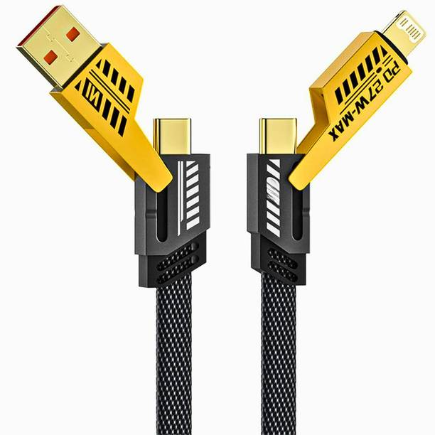 RoarX USB Type C Cable 13 A 1 m Braided 4 in 1 65W Fast Charging Cable Compatible for- & Android with MFI Certified (1 Meter)