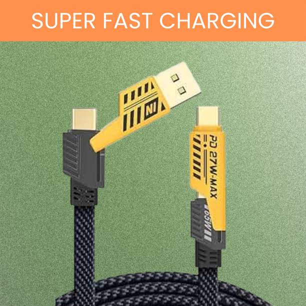 SACRO 4-in-1 Cable 1 m 4-in-1 Multi-Port Fast Charging, Data Sync Cable for Lightning, Type-C, USBY106