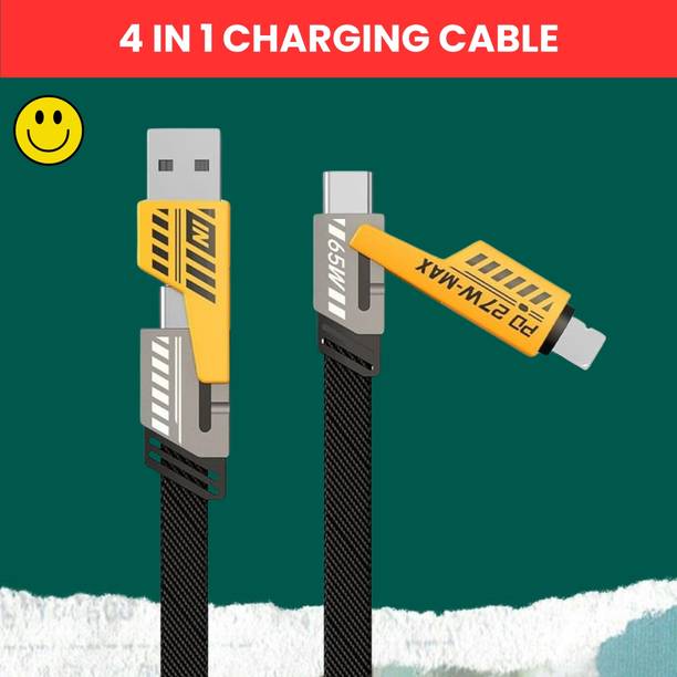SACRO 4-in-1 Cable 1 m 4 IN 1 Braided Multi Functional Fast Charging Cable with Fast Data TransferE192