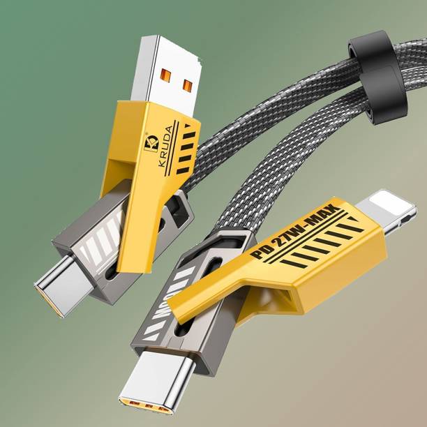 RPASTOREE 4-in-1 Cable 6 A 1 m METAL BRAIDED Ultra Fast 65W 4-in-1 Charging Cable | Type-C, Lightning, Type-A | Rapid Power