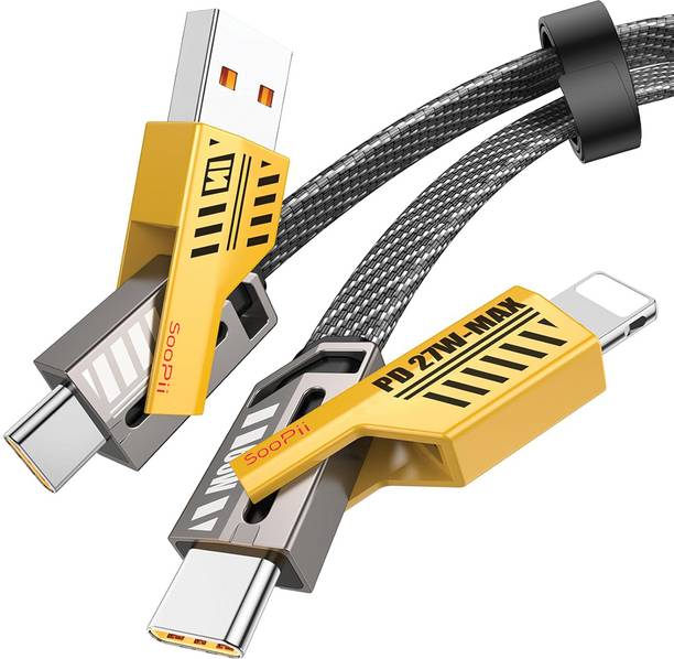 Soopii 4-in-1 Cable 13 A 1.5 m High Quality TPU - Micro, Type-C 4-in-1 USB C to Lightning Cable, 65W High-Speed Charging & Fast Data Transfer