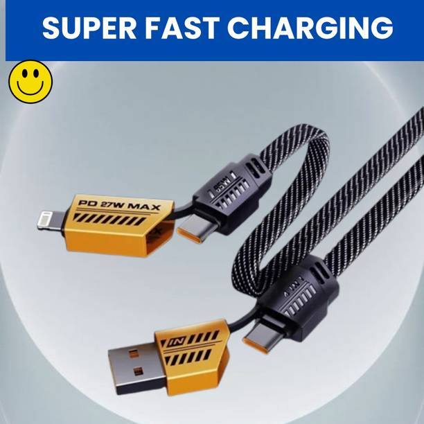 SACRO 4-in-1 Cable 1 m 4 IN 1 Braided Multi Functional Fast Charging Cable with Fast Data TransferQ415