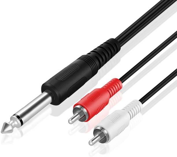 GADGEETI AUX Cable 5 m Mono Jack 6.3mm Male/P38Mono Plug to Composite Audio 2 RCA Male Cable, 1.5m Audio Cable