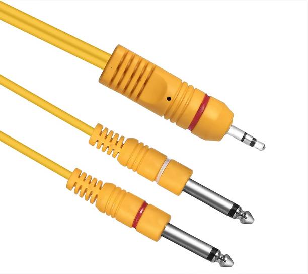 GADGEETI AUX Cable 5 m Aux 3.5mm 1/8 TRS Stereo Male to 2/Dual 6.3mm 1/4 TS Mono P38 Audio Male Y Splitter Cable