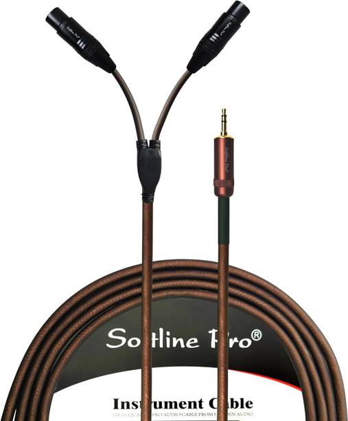 Softline Pro AUX Cable 1.5 m 3.5mm to Dual XLR Male Y-Splitter Cable Double Female Adapter Interconnect Patch Cord Matt Silicone PVC Professional Instrument Cable- 1.5M