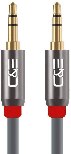 C&E AUX Cable 3 m Gold plated 3 meter (10 Feet) High Quality 24k Gold Plated 3.5mm AUX Cable Male to Male (Compatible with Premium Stereo Devices, Smartphones, Laptop, Mobile, TV, Gaming Device, iphone, tablet, headphones, mp3 Player, car charger, Audio, audio Player Grey, One Cable)