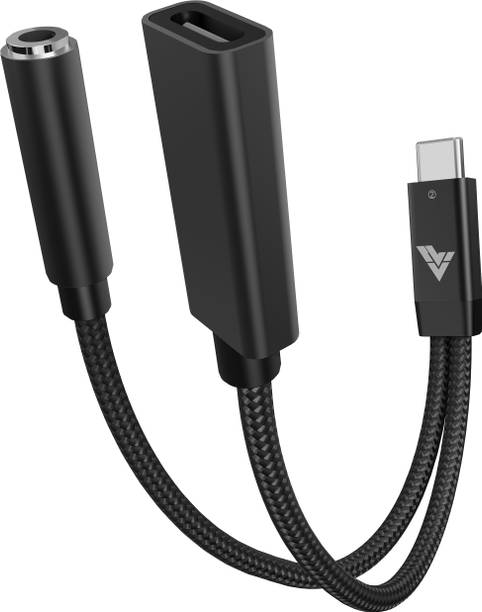 DR VAKU AUX Cable 0.05 m ProCoder 2in1 Type C to 3.5 mm Jack + USB C Charging & Digital Audio 24bit DAC Connector Aux Cable,Headphone,Earphone Converter Splitter