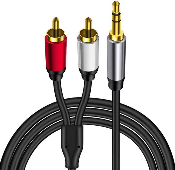 Imaashi AUX Cable 1.5 m PVC Aux 3.5mm to Dual RCA Male Stereo Audio Y Splitter, Gold Plated connectors Pure Copper Wire and Metal Body For - 1.5 Meter Long