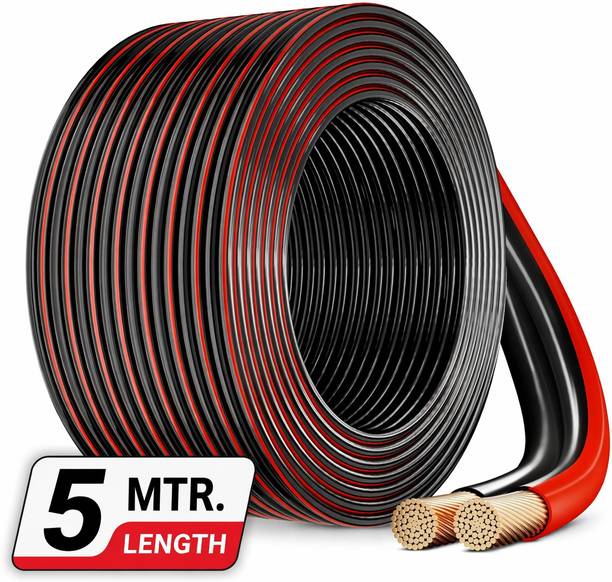 Urban Infotech AUX Cable 5 m 2 Core Speaker Cable Wire Red Black Copper Wire for Home Theater, Amplifier & DJ Sound System