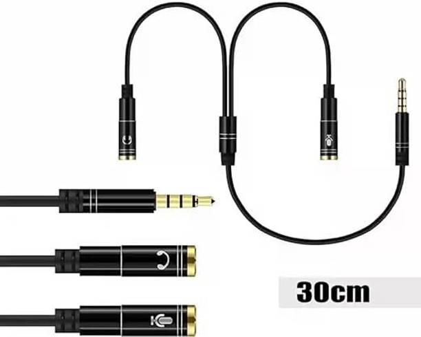 Expresscraft 2-in-1 Cable 0.1 m 3.5mm Jack Headphone Mic Audio Y Splitter Cable 3.5mm 1 Male to 2 Female with Separate Headset