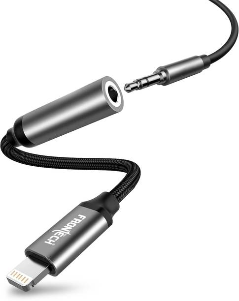 Frontech AUX Cable 0.065 m Nylon 8 Pin to 3.5mm Audio Converter – Compact Nylon Braided Adapter, Aluminium Alloy, Supports Headphones
