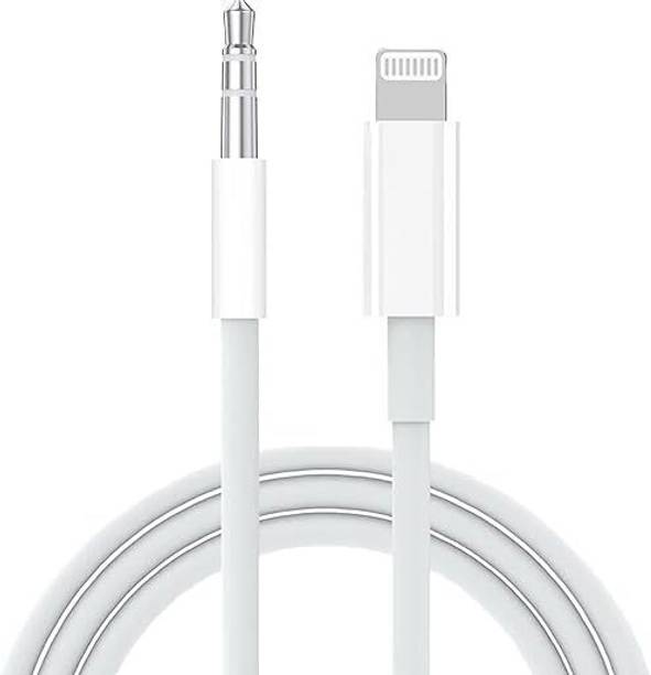 AAMS AUX Cable 2 A 1 m Cable Compatible with iPhone Aux Cord for Car Stereo, Lightning to 3.5mm Audio Cable for iPhone 13 12 11 XS XR X SE2 8 7 to Car Stereo/Home Stereo/Speaker/Headphone