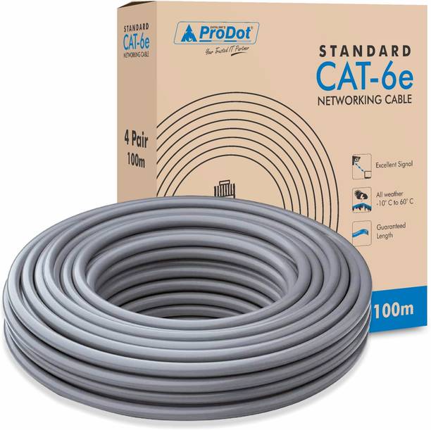 PRODOT Ethernet Cable 100 m CCA Cat 6e LAN Cable/Network Cable I Weatherproof/UV Resistant I -10° To 60° Weather