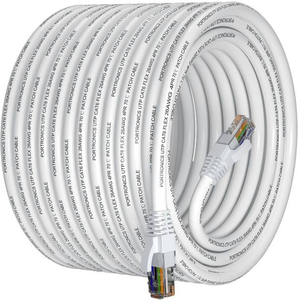 Portronics Ethernet Cable 20 m NetX20 CAT-6 RJ45 Ethernet Cable 20M, 1000 Mbps High-Speed LAN Cable
