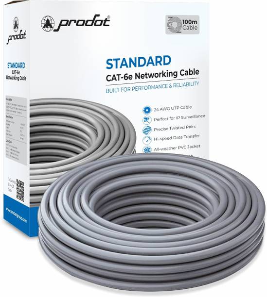 PRODOT Ethernet Cable 100 m CCA Cat 6e LAN Cable/Network Cable I Weatherproof/UV Resistant I -10° To 60° Weather