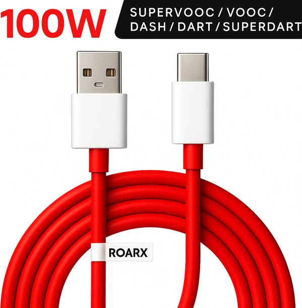 RoarX USB Type C Cable 10 A 1 m TPE 100 WATT VOOC/DASH/Warp charger Cable Compatible with one-plus OnePlus 12/OnePlus 12r /OnePlus 11/OnePlus 11R/OnePlus 10 Pro/OnePlus 10R/ 9R/ 8 / 8T / 7 / 7T / 6