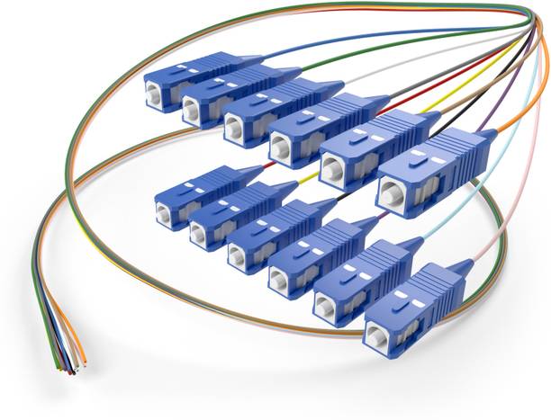 RAMEX Fiber Optical Cable 1.5 m Pack of 12 Standard Fiber Optic Pigtail with PVC Outer Shell | SC/UPC To Open Single Mode | 1.5 Mtr 1310-1550nm