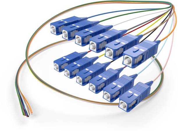 RAMEX Fiber Optical Cable 1.5 m Pack of 12 Standard Fiber Optic Pigtail with PVC Outer Shell | SC/UPC To Open Single Mode | 1.5 Mtr 1310-1550nm for Optical Fiber Local Area Networks, Optical Fiber Communication Systems