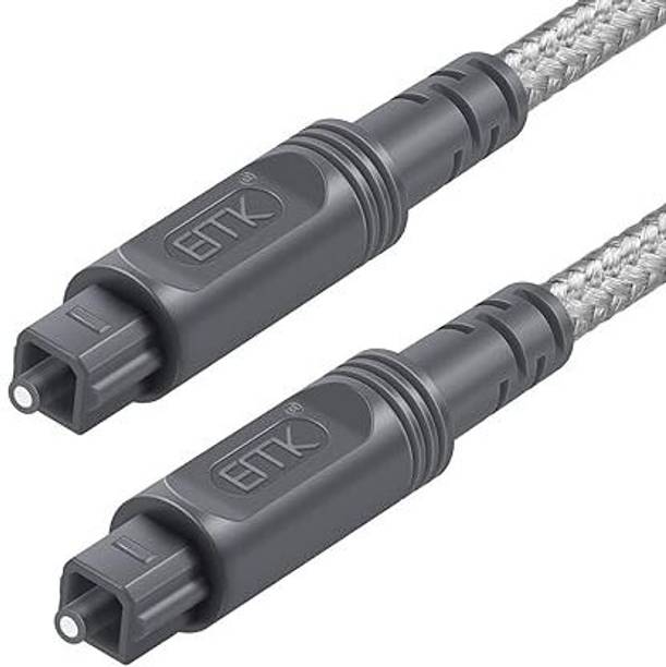 Emk Fiber Optical Cable 5 m Foil aluminum cable shielding Digital Optical Audio Cable Toslink Cable-[Cotton Braided Jacket,Durable & Flexible] Fiber Optic Cord EPL-TD-713OC