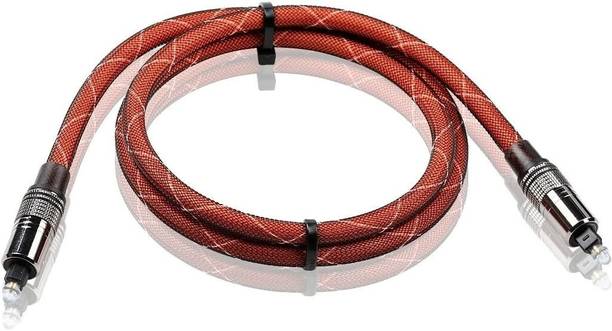 Kinsound Fiber Optical Cable 2 m Metal Braided Optical Audio Toslink Cable, Dolby Fiber Optic Cable with Gold-Plated Connector