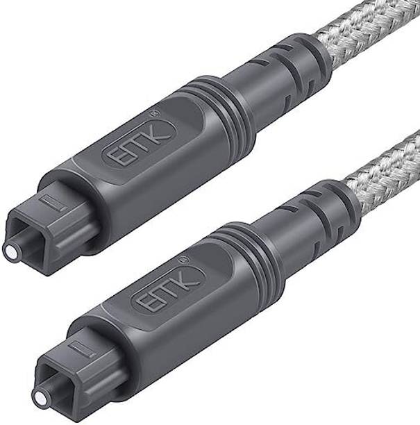 Etzin Fiber Optical Cable 1.5 m Foil aluminum cable shielding Digital Optical Audio Cable Toslink Cable-[Cotton Braided Jacket,Durable & Flexible] Fiber Optic Cord EPL-TD-735OC