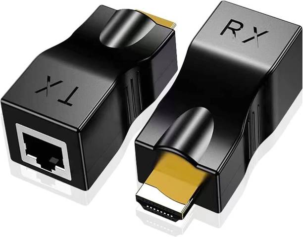 microware HDMI Extender Over Cat5E/6, Ethernet To Hdmi 2 Ports Ethernet Network Adapter Media Streaming Device