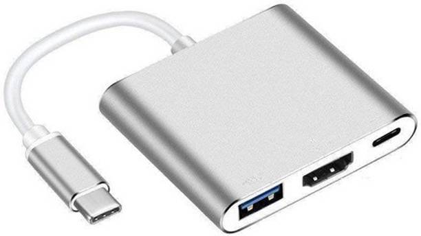 HRYFiNE HDMI Adapter 0.2 m 3in1 Type C USB Hub /USB C -TO HDMI Adapter, HD 4K HDMI