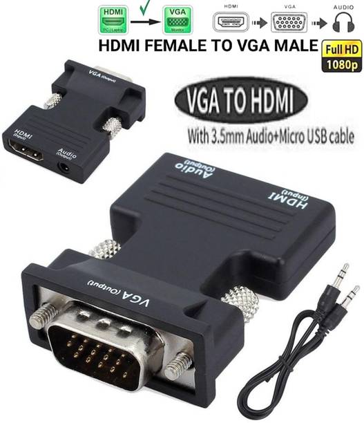 BALRAMA  TV-out Cable VGA to HDMI Adapter HDMI Female to VGA Male with Audio Output Cable Converter