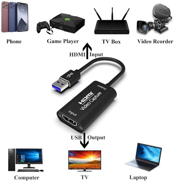 TECHGEAR HDMI Cable 0.2 m Video Capture Card USB 3.0 4K HDMI Connect DSLR Camcorder for Live Broadcast