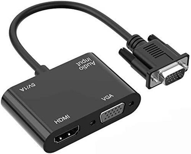 VOOCME VGA to HDMI VGA Adapter, VGA Splitter 1 VGA in HDMI VGA 2 Out VGA to HDMI VGA Adapter, 1080P VGA Splitter (1 in 2 Out) for Computer, Desktop Laptop Accessory