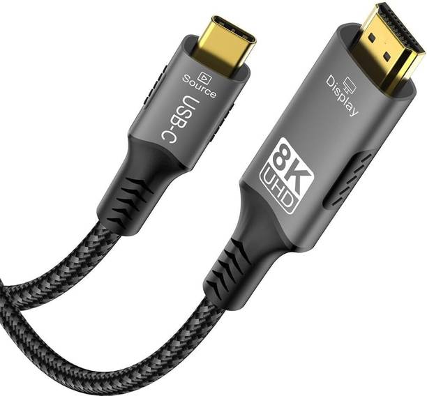 Tobo HDMI Cable 3 A 2 m Aluminum Mylar 8K USB C to HDMI 2.1 Cable 48Gbps 4K 144Hz Braided Cord TV PC 8K@60Hz 4K@144Hz Intel CH7218 Chip Unidirectional Space Grey Aluminum 5.5mm Braided Type-C to HDMI Cable TD-1658CC