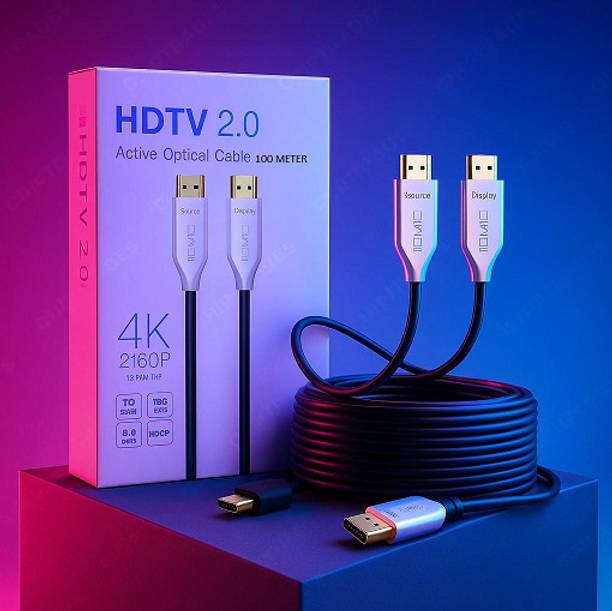 Care Case HDMI Cable 100 m HDMI 2.0 Active Optical Fiber Cable 100 Meter, 4K@60Hz 2160p HDR10, 18Gbps High Speed HDMI AOC Cord for TV, Projector, Laptop, PC, Monitor, Home Theater