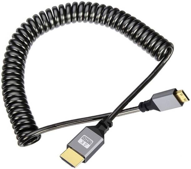 Tobo HDMI Cable 0.3 A 1 m Aluminum Foil Braided Copper Coiled Mini HDMI to HDMI Cable, 4K UHD, Type-A to Type-C, Gold-Plated Connectors, for Camera, Tablet, and Monitor TD-1631CC