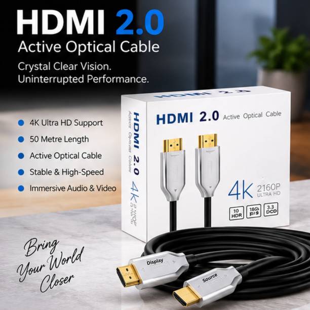 NAPRIO HDMI Cable 0.5 A 30 m Aluminum Foil + Braided Shield AOC-FIBER-HDMI-CABLE-30M