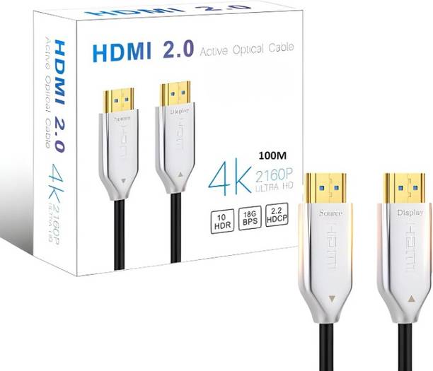 microware HDMI Cable 100 m 4K Fiber, HDMI to HDMI Cable, (AOC) Active Optical Cable, Ultra HD 2160P 18Gbps HDMI 2.0 Cord Supports 4K@60Hz, 10 HDR for TV, Laptop, PC, Projector (Black) 100Mtr