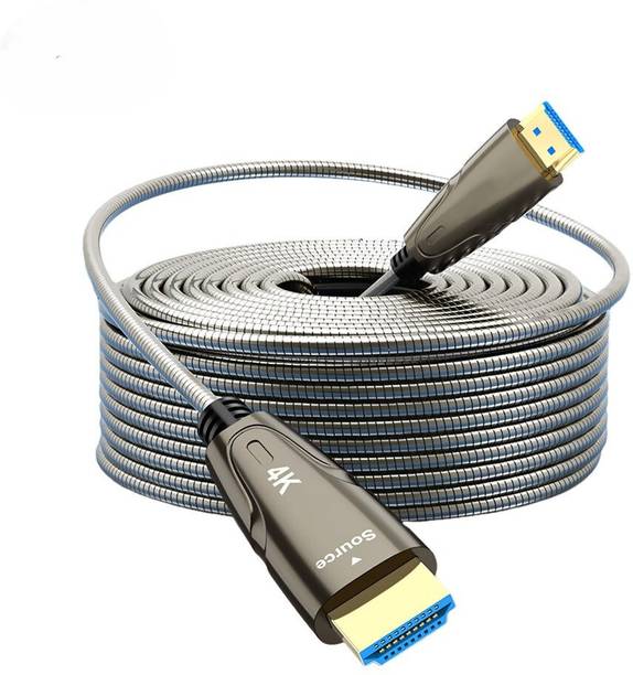 HANUTECH HDMI Cable 20 m Steel Steel Armored 4K HDMI AOC Optical Fiber Cable 2.1 Active HDMI Fiber Optic Cable 20M