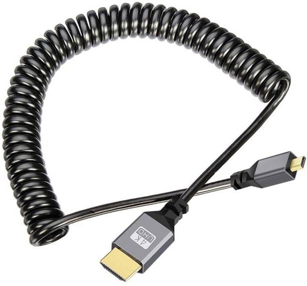 Tobo HDMI Cable 0.5 A 2.4 m Aluminum Mylar, Braided Copper Coiled Micro HDMI to HDMI Cable, 4K UHD, Flexible Elastic Stretch, 50cm to 2.4m, Gold-Plated Connectors TD-1632CC